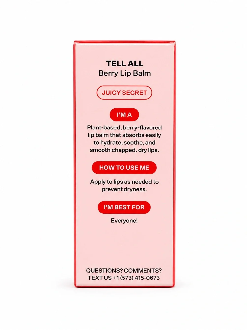 Bubble Tell All Berry Lip Balm Juicy Secret Hydrating Plant-Based Sealed New